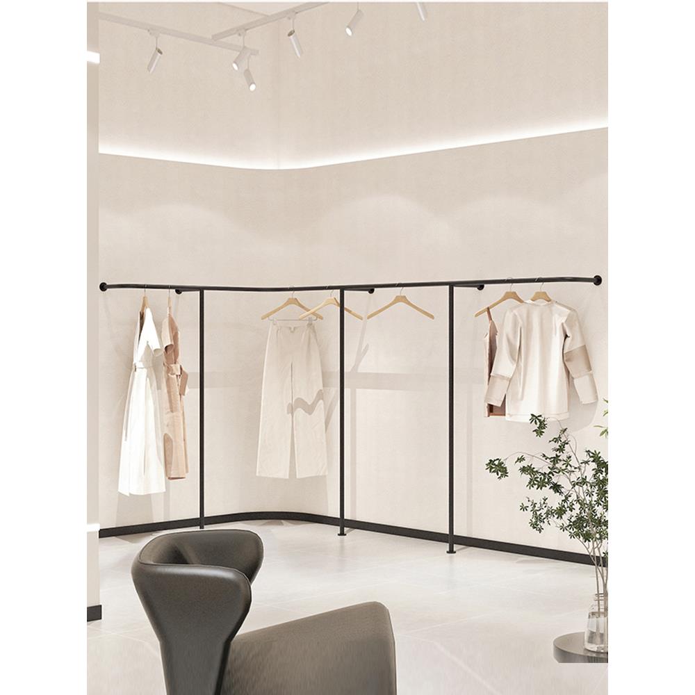 服装店展示架简约黑色铁艺上墙壁挂式陈列架女装童装店挂衣服货架