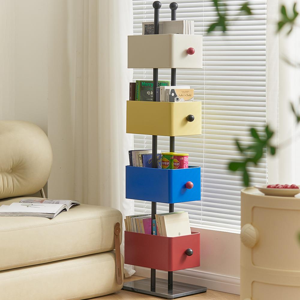方盒书架客厅家用儿童落地转角置物架简易彩色卧室铁艺杂志架精品