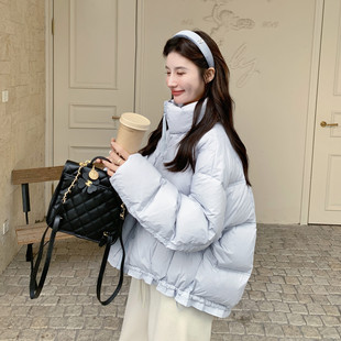 HEHY法式BABY蓝茧型保暖羽绒服面包服2025冬装新品90绒女