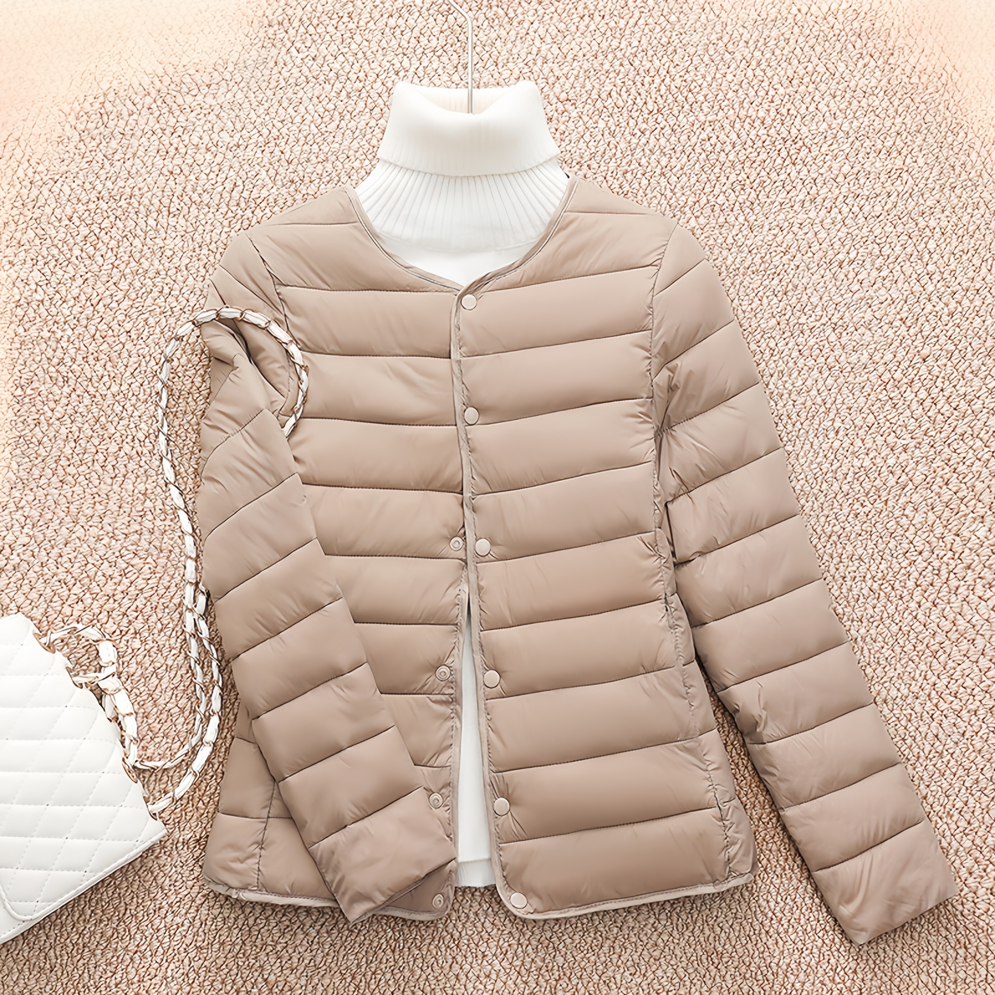 棉袄女短款轻薄保暖内胆2026秋冬季女士棉服时尚百搭修身棉衣外套