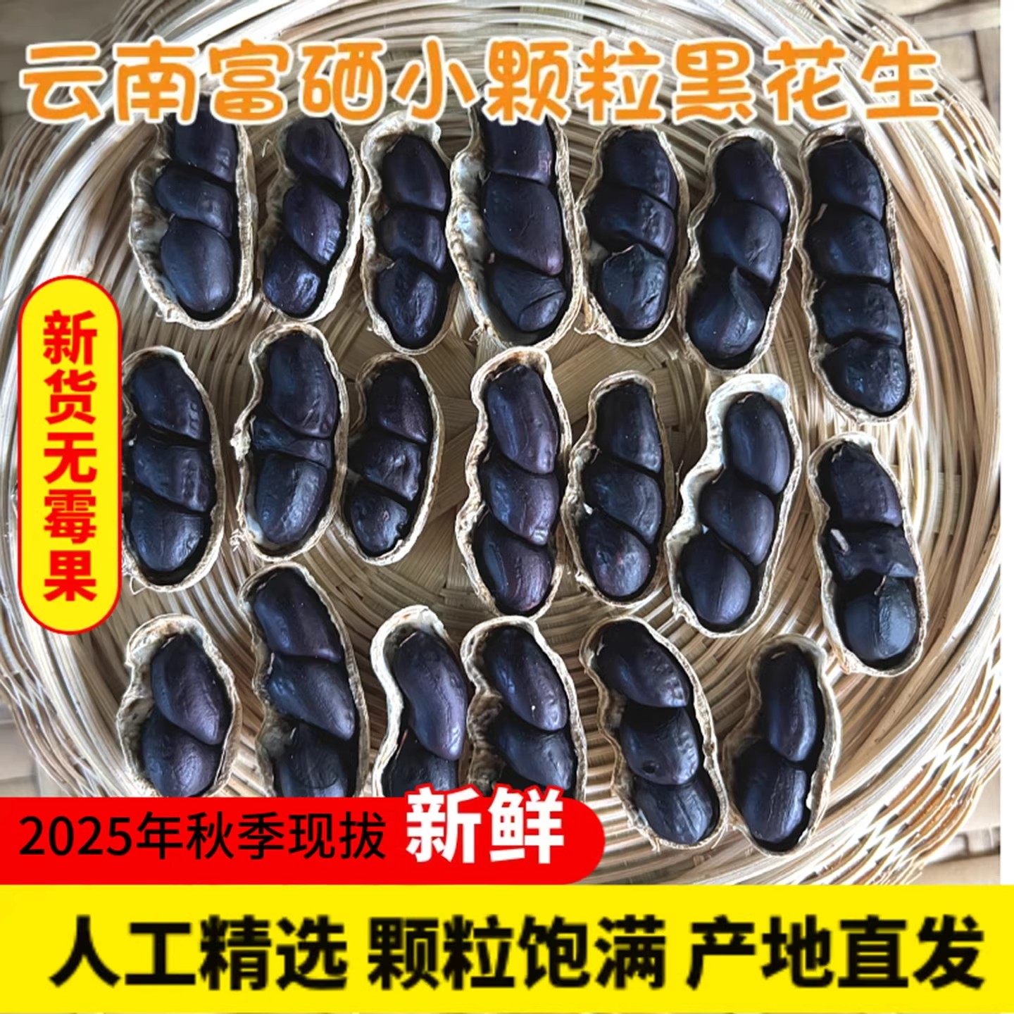 云南特产黑花生新货带壳富硒黑花生晒干生熟黑皮花生米坚果炒货,粮油调味/速食/干货/烘焙,花生,淘宝优惠券,粉丝福利购,淘宝优惠卷