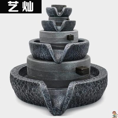 抽水泵小磨盘造雾器假山盆景风车石磨轮上水石流水摆件鱼缸水转球