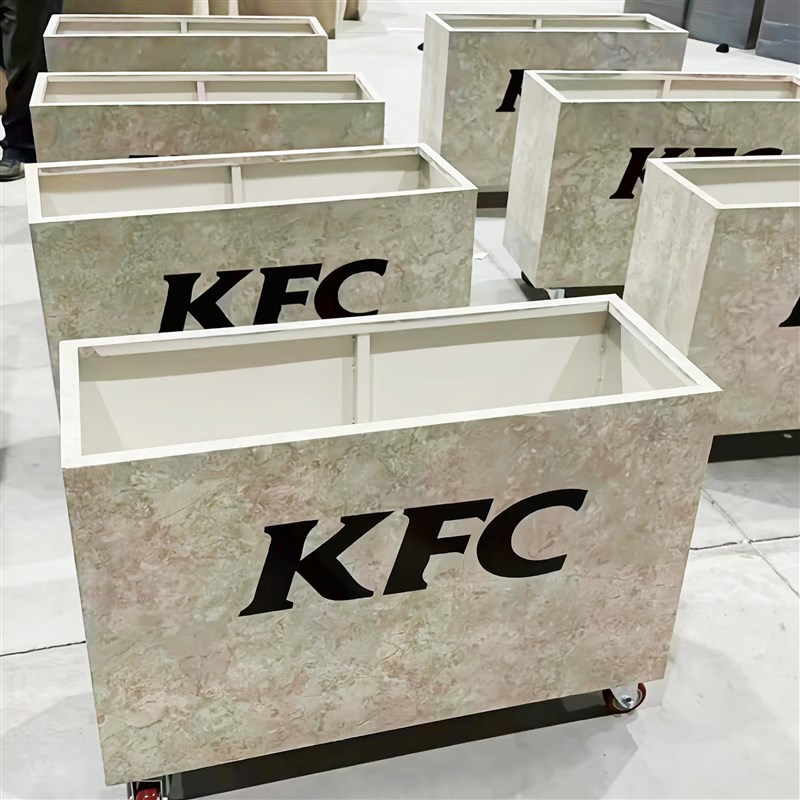 户外铁艺花箱工业风仿木纹不锈钢花槽售楼部商业街外摆花坛定制