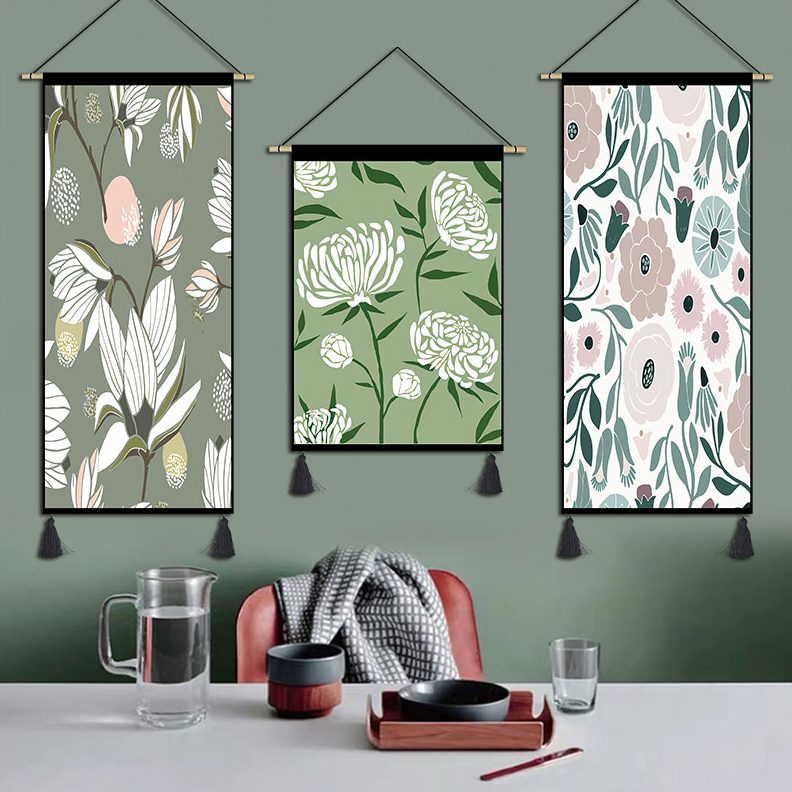 玄关装饰画北欧风植物客厅毯文艺卧室壁挂毯挂画抽象餐厅布艺花朵图片