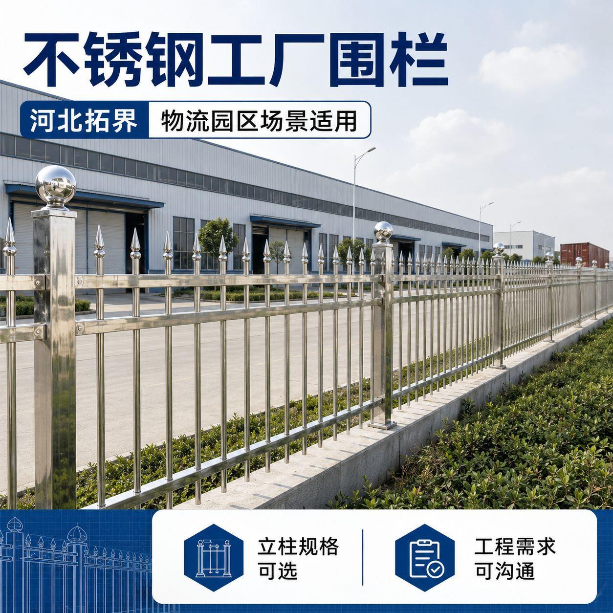 不锈钢围墙护栏别墅院墙防护围栏景区公园厂区大院304防护栏杆