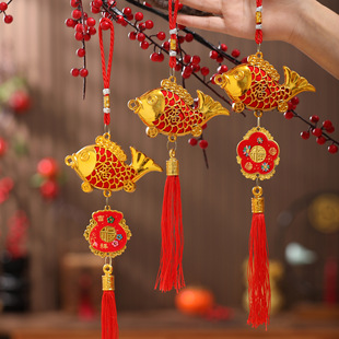 2026新年春节小挂件窒外绿植小挂饰锦鲤挂件马年过年盆景小挂件