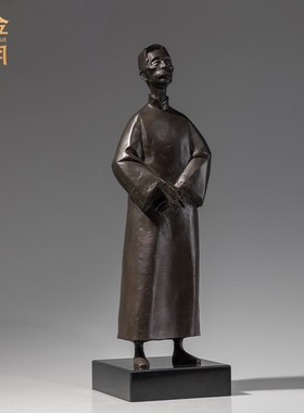 《鲁迅》铜金岁月全黄铜经典人物摆件工艺品书房桌面文艺风装饰品