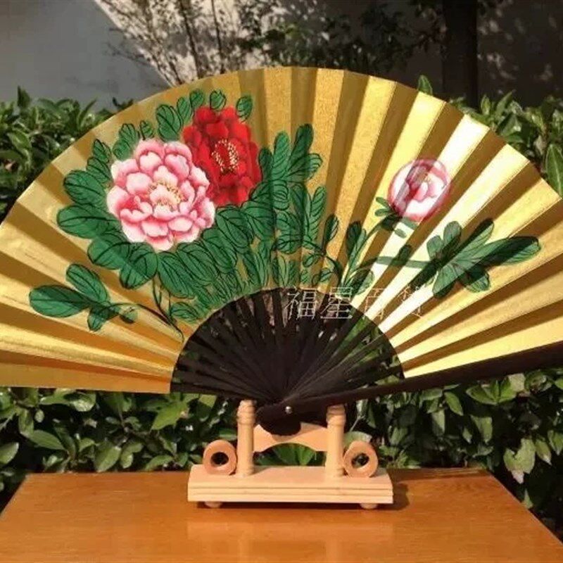 戏曲金扇贵妃醉酒扇子牡丹扇 小生折扇戏曲扇子越剧京剧扇子