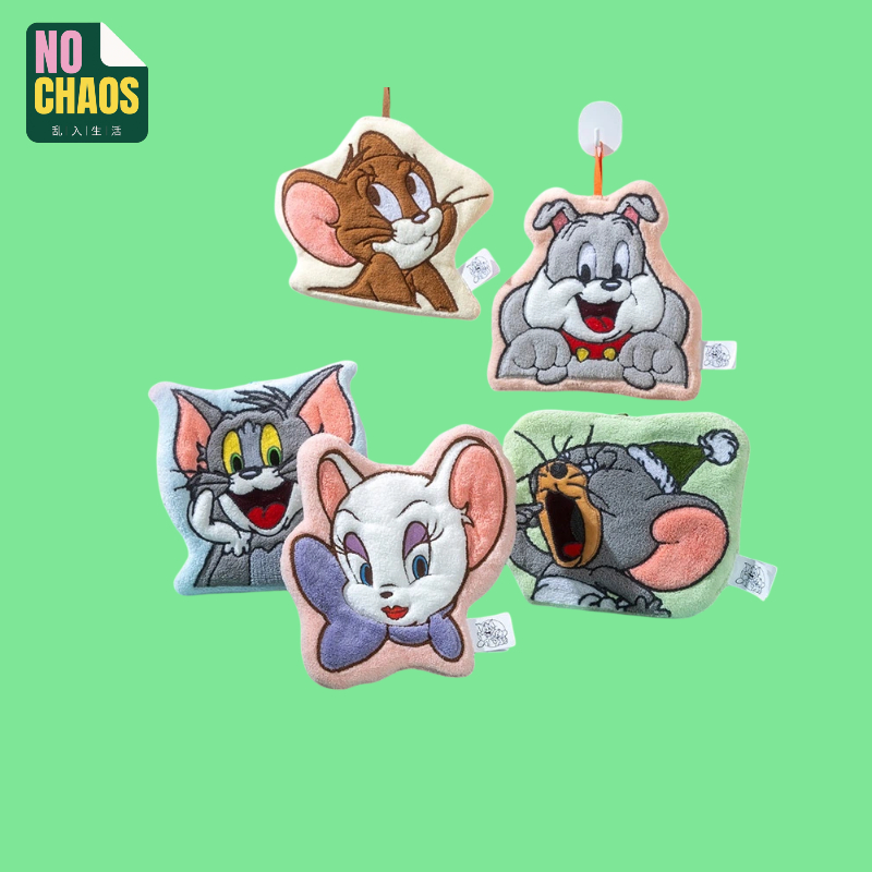 NO CHAOS-Tom and Jerry猫和老鼠卡通刺绣擦手巾珊瑚绒擦手巾挂式