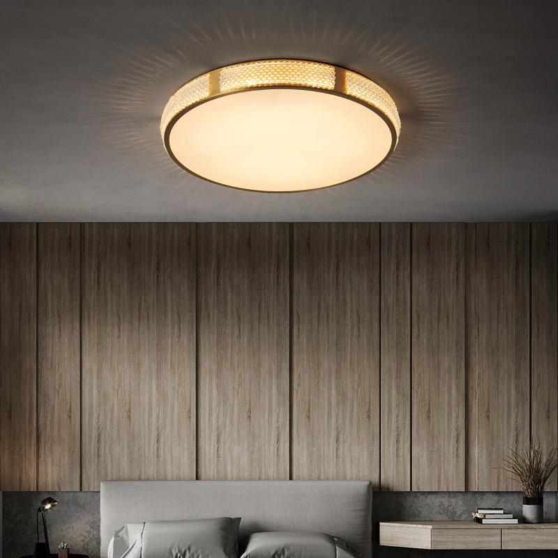 电商供货北欧全铜卧室灯极简书房间灯简约圆形亚克力LED吸顶灯