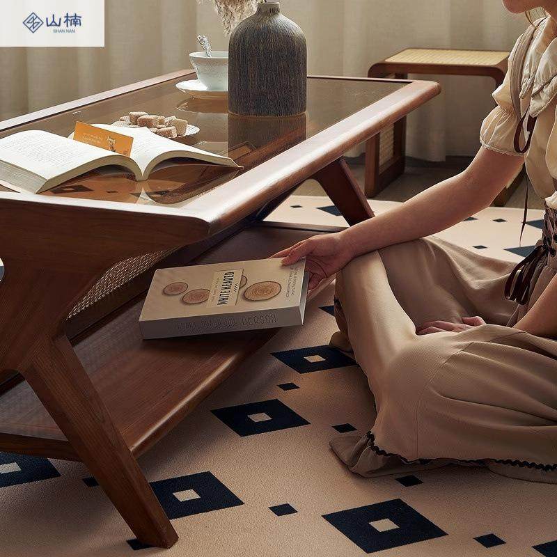 简约现代小户型法式复古茶几实木藤编客厅家用餐桌两用茶几,纺织面料/辅料/配套,纺织机械配件,淘宝优惠券,粉丝福利购,淘宝优惠卷