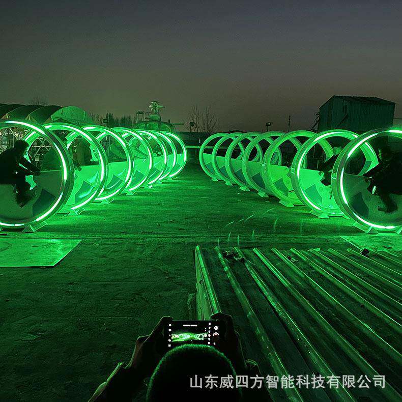 威四方制作喷泉单车景区互动娱乐健身无动力发电喷水设备