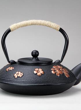 800ml扁壶精美外贸款铁壶铸铁茶壶烧水泡茶养生茶壶茶具