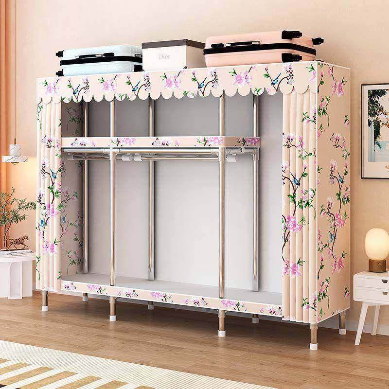 简易布衣柜钢管加粗加固拼装衣橱衣柜收纳架双人卧室家具新款