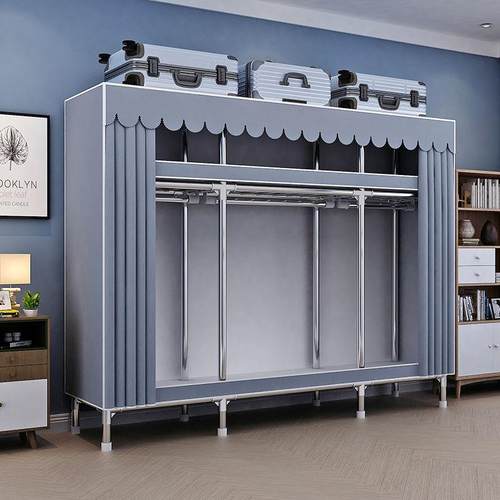 简易衣柜出租房钢架收纳加厚组装家用耐用钢管卧室加粗加固衣橱