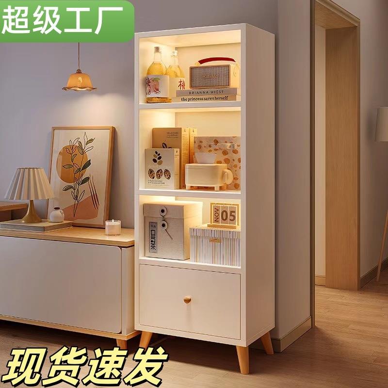 电视柜旁书架落地置物架小户型墙边客厅收纳柜子储物柜展示架子