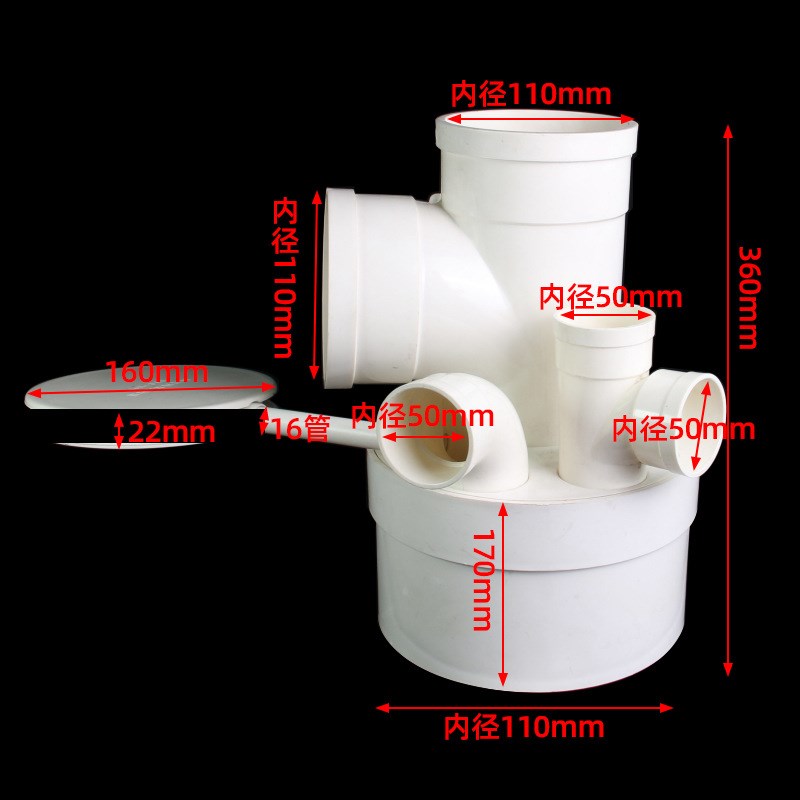 PVC同层排水汇集器110*50带积水排除处理多 功能防臭暗装管件厂家