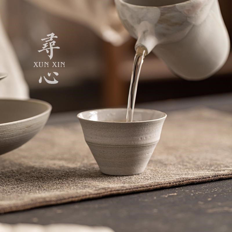 寻心粉引品茗杯家用功夫小茶杯陶瓷中式手工复古泡茶单杯茶盏茶碗