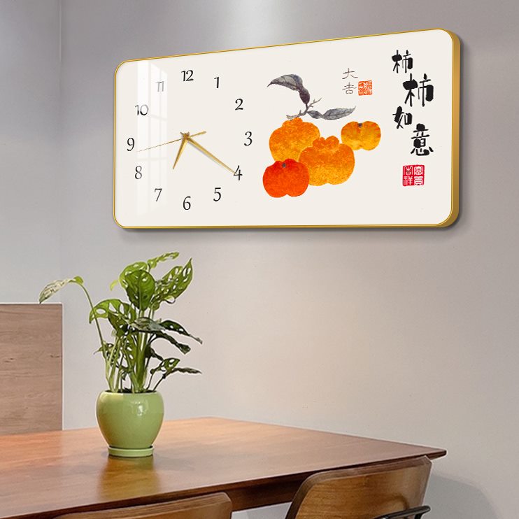 餐厅简约家用时钟挂墙长方形画网红石英钟钟表挂钟时尚客厅装饰图片
