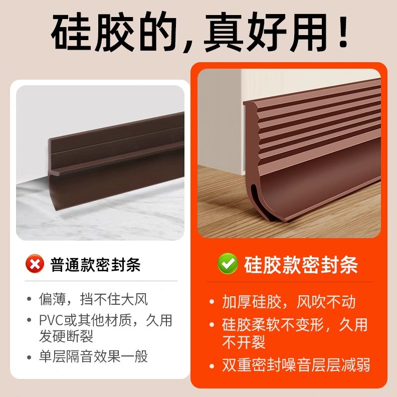 超静音挡风边下条隔音卧室胶条缝隙神器门挡板门缝门底密封条房门