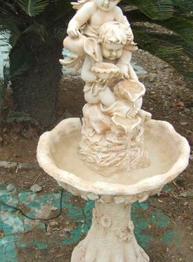 流水喷泉雕塑艺术品客厅户外摆设作可定制欧式天使落地玻璃钢人物