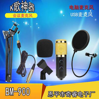 新款MK-600TL支架防喷网套装USB麦克风电容麦克风免声卡BM-900