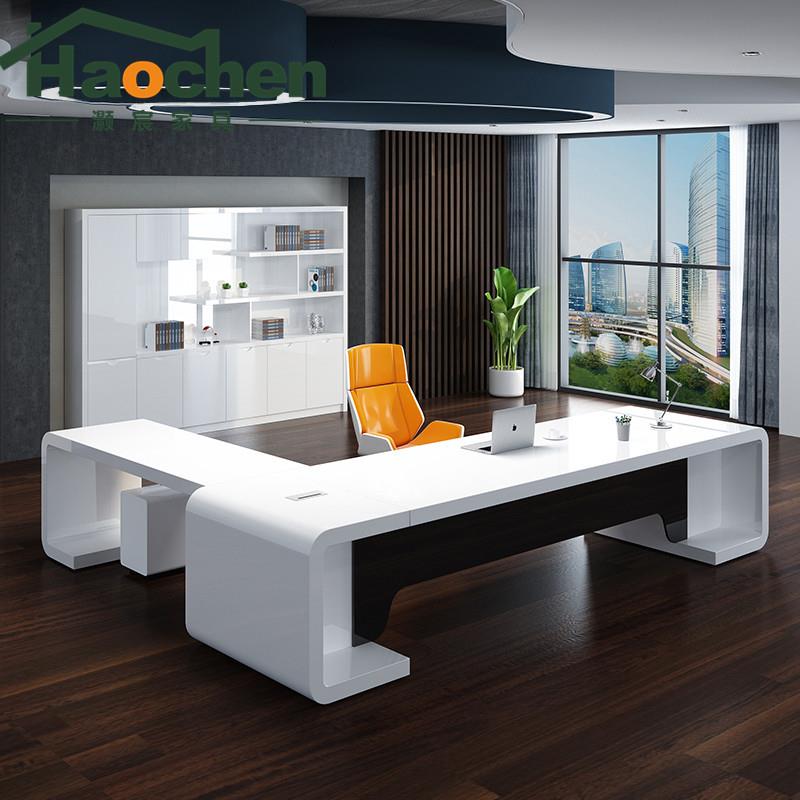 灏宸时尚老板桌总裁桌经理桌主管桌简约大班台创意烤漆白色办公桌