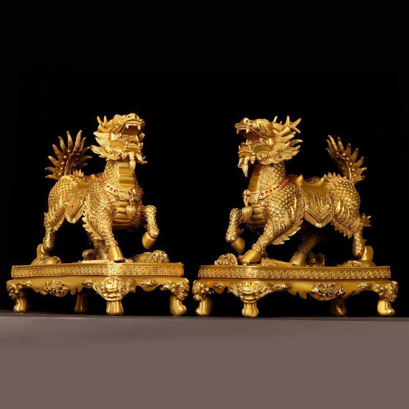 铜麒麟摆件一对纯铜麒麟踩八宝款卧室家用办公室店铺开业工艺品,纺织面料/辅料/配套,纺织机械配件,淘宝优惠券,粉丝福利购,淘宝优惠卷