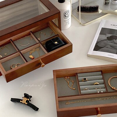木质多层复古首饰盒多功能大容量高级饰品收纳盒珠宝盒