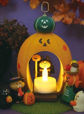 Z日式猫咪杂货可爱妖怪行列河童僵尸猫咪装饰场景小摆件