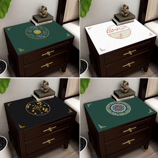 新中式 皮革床头柜垫子桌布防水p桌垫家用免洗柜子防尘茶几盖布