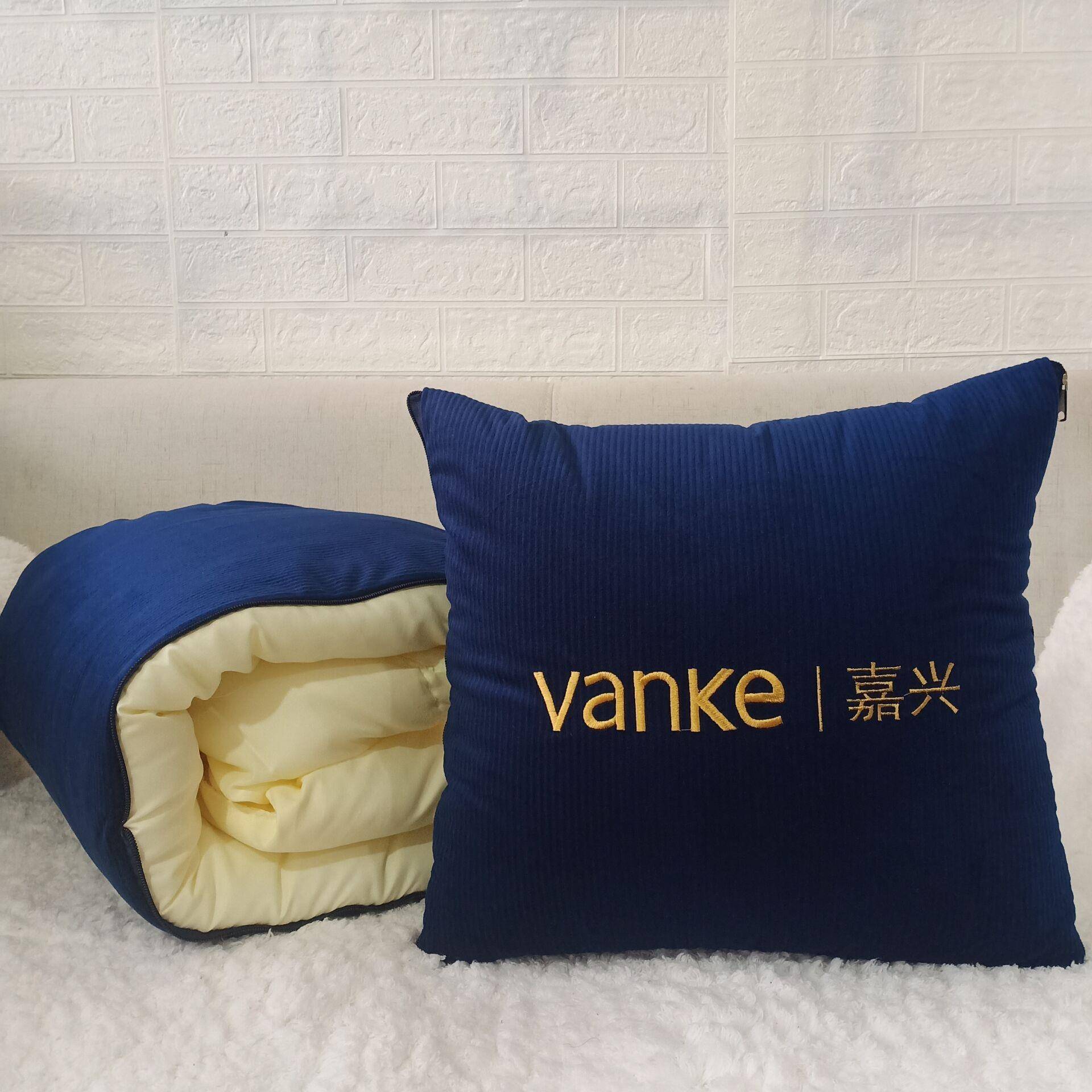 二合一两用抱枕被简约抱枕刺绣广告logo靠垫纯色沙发抱枕床头靠枕