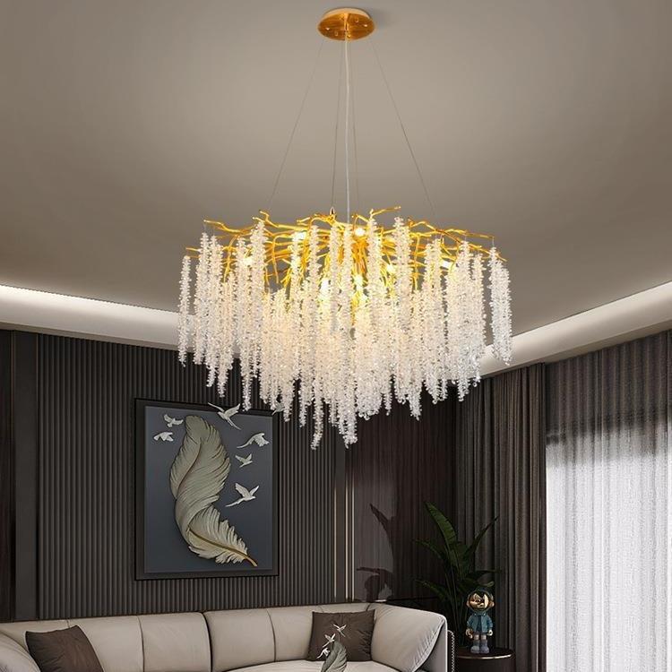 树枝吊灯法式轻奢流苏客厅水晶灯现代简约卧室餐厅别墅灯轻奢风