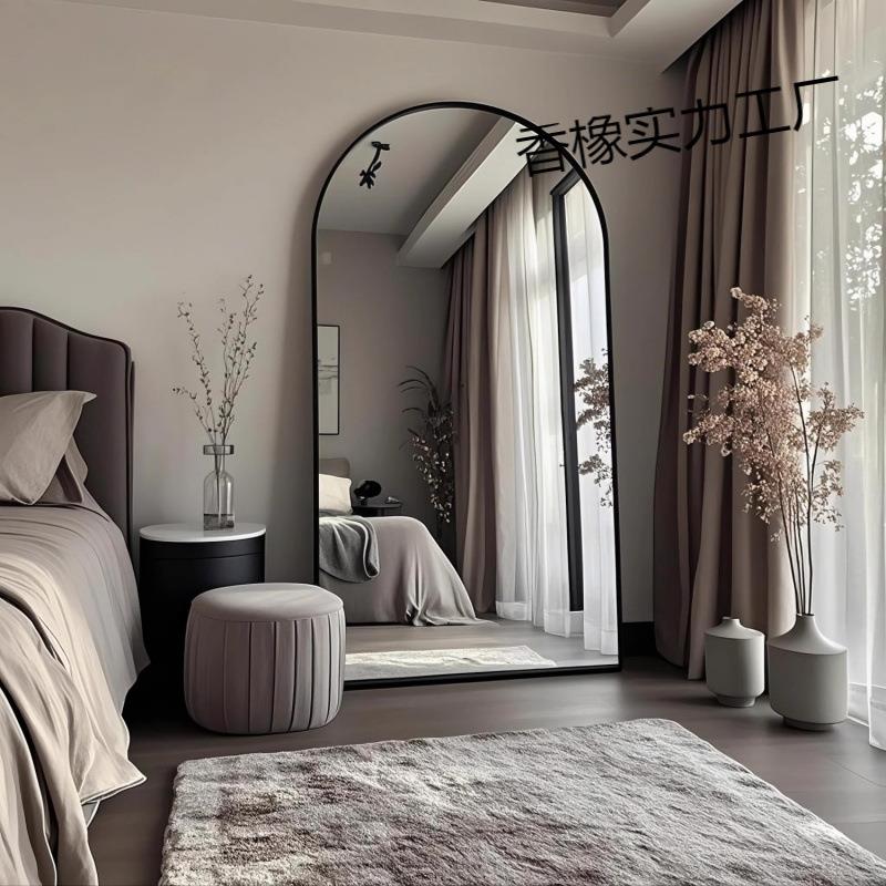 轻奢高级感全身镜家用落地立式理发店镜子壁挂式高清服装店试衣镜