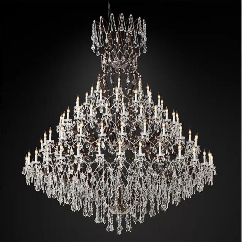 直销婚庆水晶吊灯复式楼大吊灯别墅客厅灯长方餐玻璃