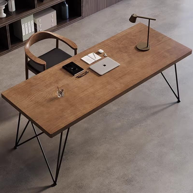 北欧实木台式电脑桌家用简约办公桌卧室书桌大板桌现代长条工作台