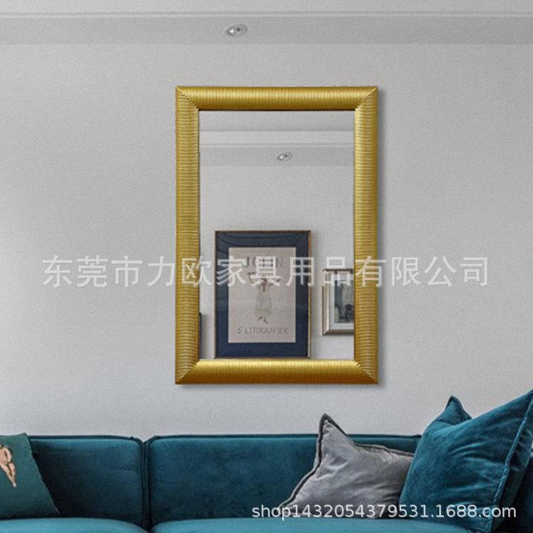 美式轻奢浴室镜卫生间镜子有框智能镜除雾带LED灯洗手间镜子方形