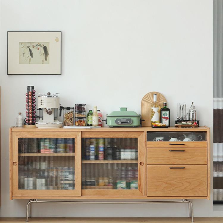 北欧实木餐边柜家用客厅不锈钢多功能茶水柜餐厅简约收纳储物柜