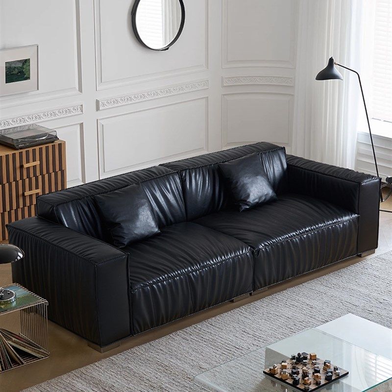 沙发轻奢油蜡皮中古风客厅新款豆腐块头层,住宅家具,皮艺沙发,淘宝优惠券,粉丝福利购,淘宝优惠卷