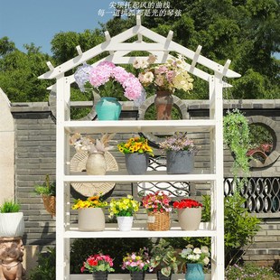 防腐木花架户外庭院花园阳台绿植实木花盆架绿萝多肉花架子