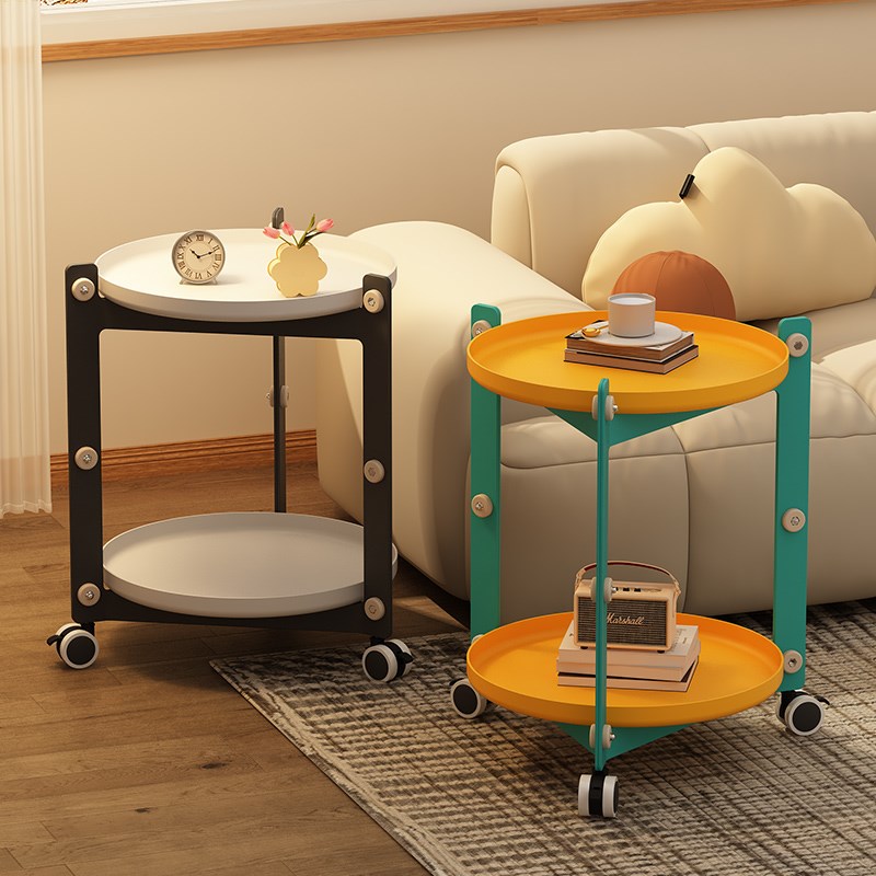 可移动茶几客厅家用沙发边几网红简约带轮推车床头小户型圆桌