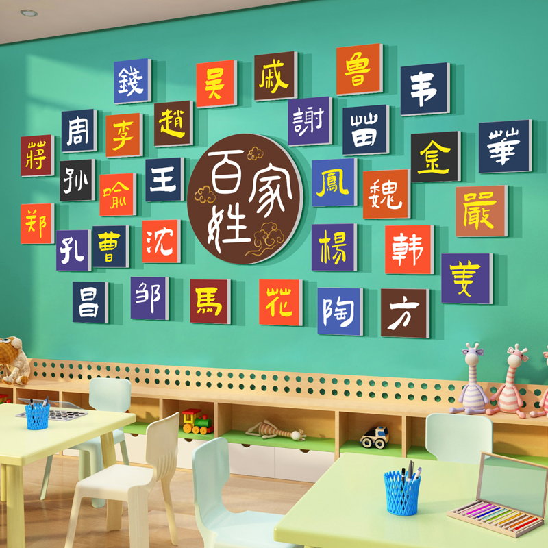 百家姓文化墙贴纸幼儿园墙面装饰环创主题墙班级布置教室装饰材料