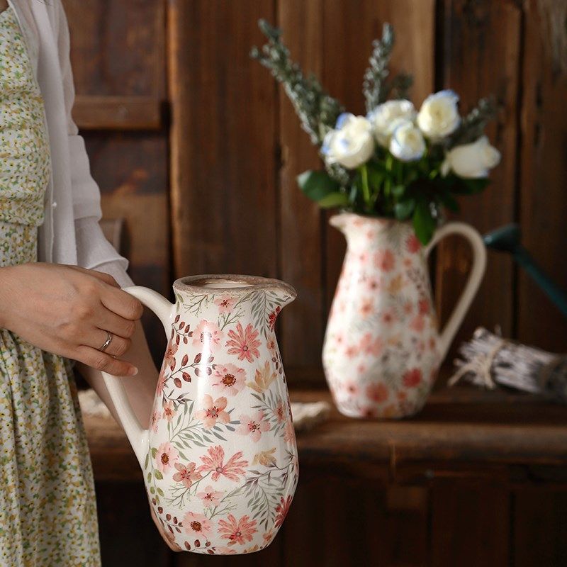 彩菊鹰嘴花壶瓶花瓶摆件客厅插花复古田园风格创意鲜花干花装饰品,家居饰品,花壶瓶,淘宝优惠券,粉丝福利购,淘宝优惠卷