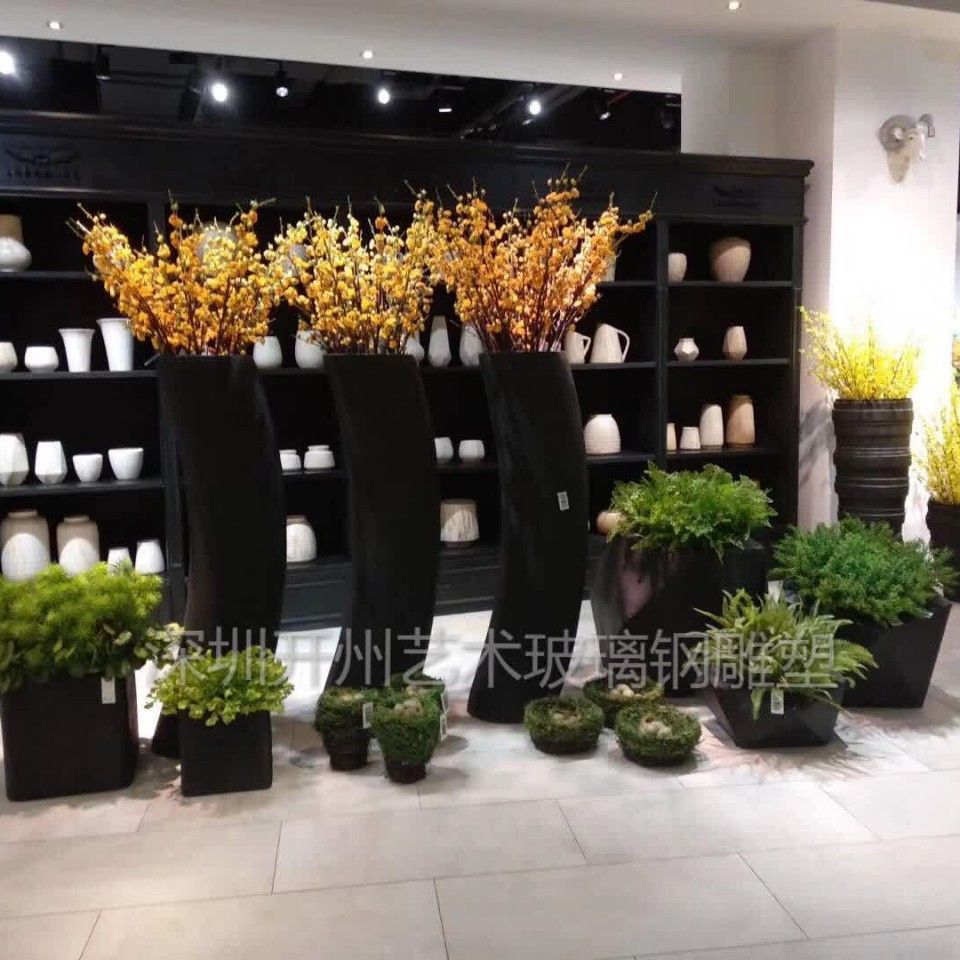 户外创意玻璃钢花盆雕塑商场景观园林异形花瓶酒店美陈落地摆件品图片