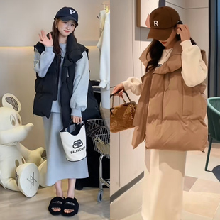 孕妇套装时尚洋派秋冬显瘦卫衣托腹半身裙马甲三件套棉服2023春秋