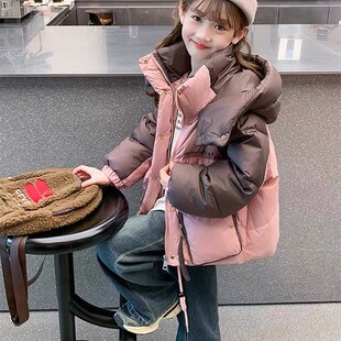 女童羽绒服冬装2023新款洋派儿童加厚冬季韩版连帽网红短款外套潮
