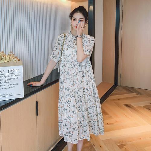 孕妇装夏装短袖碎花雪纺连衣裙2023新款夏季洋气裙子夏天孕妇裙夏