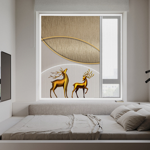 遮阳透气纱推拉窗帘隔热全遮光隐形帘百叶窗折叠日夜两用帘门帘