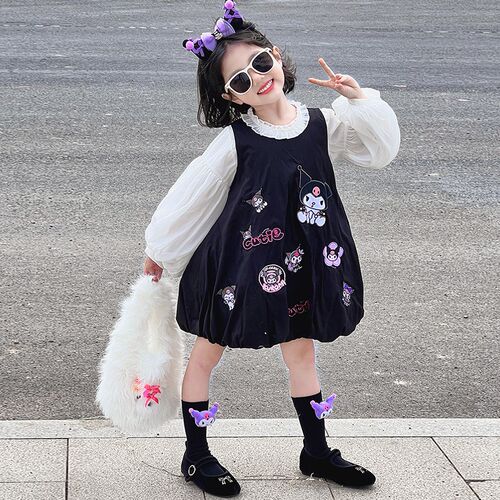 女童库洛米连衣裙2025春秋新款洋气儿童背心裙套装小女孩公主裙子