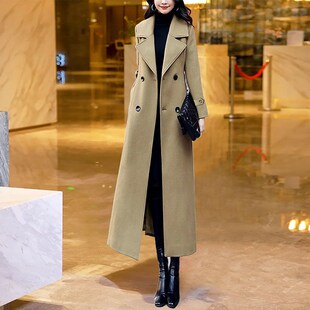 羊绒大衣女冬季新款加厚毛呢外套修身赫本风超长款过膝大衣女流行